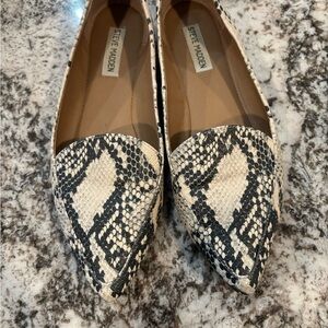 Steve Madden Black and White Snakeskin Loafers